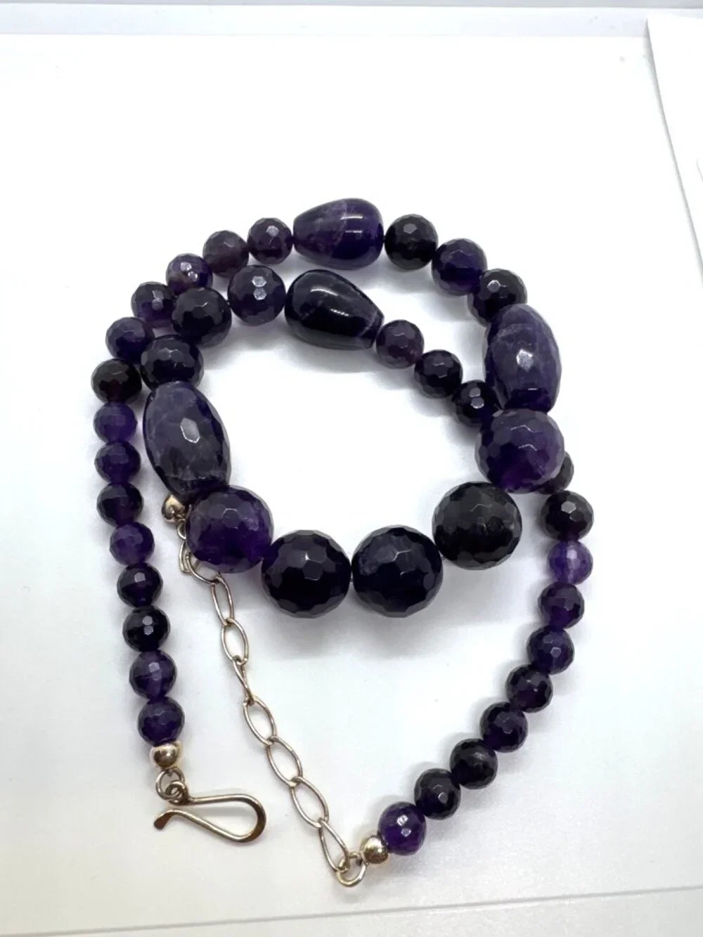 Jay King Amethyst Beaded Necklace Sterling Silver DTR Faceted 22” 96g Timeless